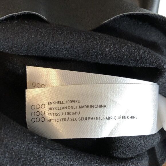 En Saison Puff Sleeve Faux Leather Minidress Black Small with Pockets - Picture 13 of 15